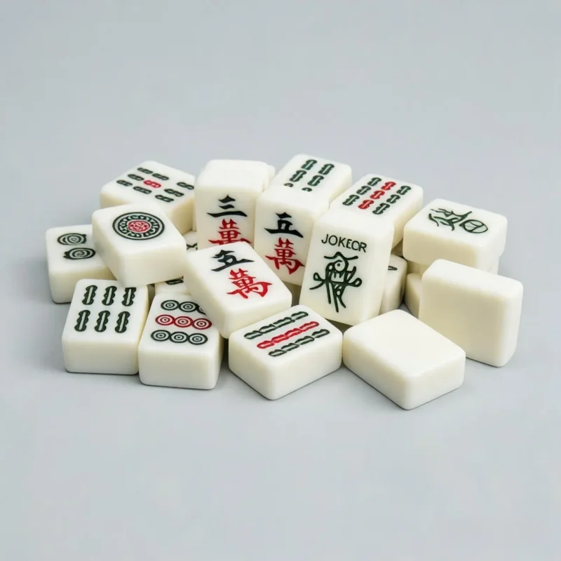 Ivory American Mahjong set — 166 engraved ivory tiles with teal characters